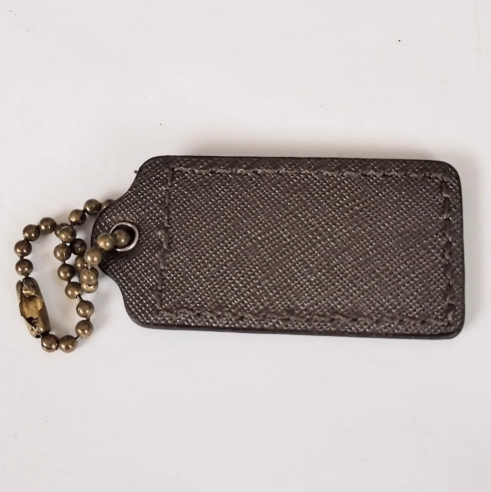 ☕ 2.5" Coach Espresso Cross Grain Leather Hangtag Bag Purse Charm Keychain Fob - Picture 4 of 5